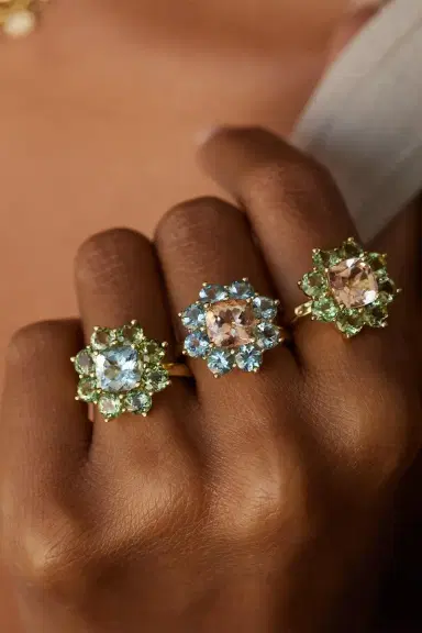 Jennifer Meyer Aquamarine Morganite XL Flower Ring | Thumbnail 2