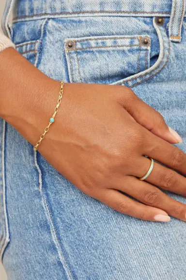 Jennifer Meyer Turquoise Channel Set Baguette Ring | Thumbnail 2
