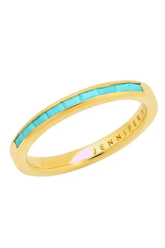 Jennifer Meyer Turquoise Channel Set Baguette Ring