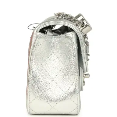 Chanel Chanel Mini CC Crush Flap Bag Silver Metallic Caviar Silver Hardware | Thumbnail 4 Chanel Chanel Mini CC Crush Flap Bag Silver Metallic Caviar Silver Hardware | Thumbnail 4