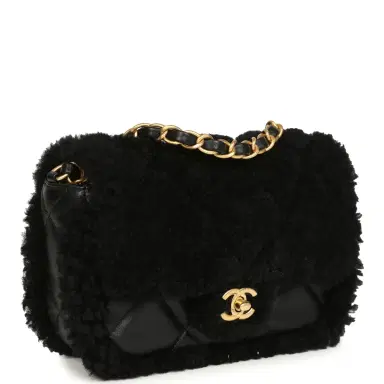 Chanel Chanel Mini Shearling Flap Bag Black Lambskin Brushed Gold Hardware | Thumbnail 2 Chanel Chanel Mini Shearling Flap Bag Black Lambskin Brushed Gold Hardware | Thumbnail 2