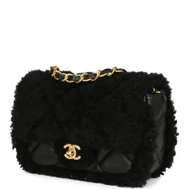 Chanel Chanel Mini Shearling Flap Bag Black Lambskin Brushed Gold Hardware | Thumbnail 3 Chanel Chanel Mini Shearling Flap Bag Black Lambskin Brushed Gold Hardware | Thumbnail 3