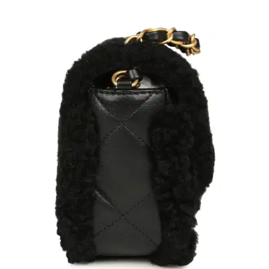Chanel Chanel Mini Shearling Flap Bag Black Lambskin Brushed Gold Hardware | Thumbnail 4 Chanel Chanel Mini Shearling Flap Bag Black Lambskin Brushed Gold Hardware | Thumbnail 4