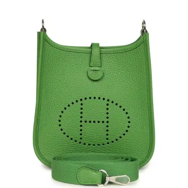 HERMÈS Hermes Evelyne TPM Vert Yucca Clemence Palladium Hardware | Thumbnail 1 HERMÈS Hermes Evelyne TPM Vert Yucca Clemence Palladium Hardware | Thumbnail 1