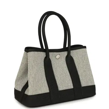 HERMÈS Hermes Garden Party Neo 23 Black-Ecru Toile H Canvas and Black Negonda Palladium Hardware | Thumbnail 2 HERMÈS Hermes Garden Party Neo 23 Black-Ecru Toile H Canvas and Black Negonda Palladium Hardware | Thumbnail 2