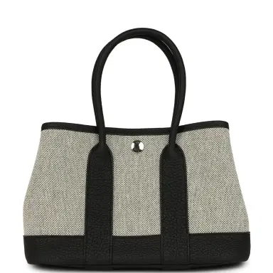 HERMÈS Hermes Garden Party Neo 23 Black-Ecru Toile H Canvas and Black Negonda Palladium Hardware | Thumbnail 4 HERMÈS Hermes Garden Party Neo 23 Black-Ecru Toile H Canvas and Black Negonda Palladium Hardware | Thumbnail 4