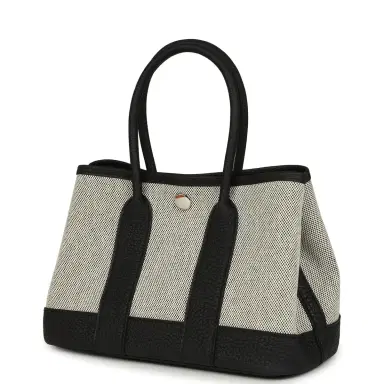 HERMÈS Hermes Garden Party Neo 23 Black-Ecru Toile H Canvas and Black Negonda Palladium Hardware | Thumbnail 5 HERMÈS Hermes Garden Party Neo 23 Black-Ecru Toile H Canvas and Black Negonda Palladium Hardware | Thumbnail 5