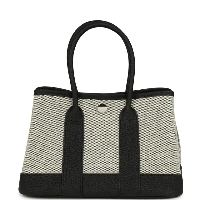 Hermes Garden Party Neo 23 Black-Ecru Toile H Canvas and Black Negonda Palladium Hardware