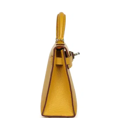 HERMÈS Hermes Kelly Sellier 20 Jaune Ambre Verso Chèvre Mysore Palladium Hardware | Thumbnail 3