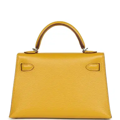 HERMÈS Hermes Kelly Sellier 20 Jaune Ambre Verso Chèvre Mysore Palladium Hardware | Thumbnail 4