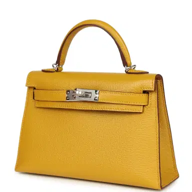 HERMÈS Hermes Kelly Sellier 20 Jaune Ambre Verso Chèvre Mysore Palladium Hardware | Thumbnail 5