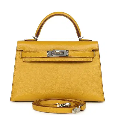 HERMÈS Hermes Kelly Sellier 20 Jaune Ambre Verso Chèvre Mysore Palladium Hardware | Thumbnail 1