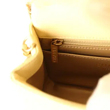 Chanel PENDING AUTH DONT LIST Pre-owned Chanel Mini Pearl Crush Square Flap Bag Yellow Lambskin Brushed Gold Hardware | Thumbnail 11
