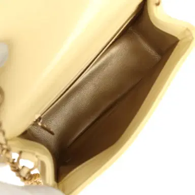 Chanel PENDING AUTH DONT LIST Pre-owned Chanel Mini Pearl Crush Square Flap Bag Yellow Lambskin Brushed Gold Hardware | Thumbnail 9