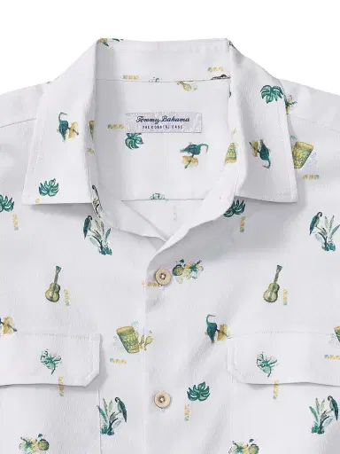 Tommy Bahama Men's Coastal Ease Petite Tropics Short-Sleeve Shirt - White - Size Large | Thumbnail 2