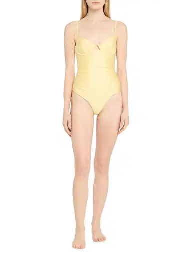 SIMKHAI Women's Laine Ruched Underwire One-Piece - Light Yellow | Thumbnail 2 SIMKHAI Women's Laine Ruched Underwire One-Piece - Light Yellow | Thumbnail 2