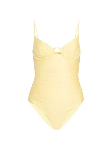 SIMKHAI Women's Laine Ruched Underwire One-Piece - Light Yellow | Thumbnail 1 SIMKHAI Women's Laine Ruched Underwire One-Piece - Light Yellow | Thumbnail 1