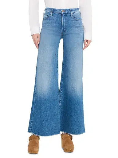 Mother Women's The Roller Mid-Rise Stretch Wide-Leg Fray Jeans | Thumbnail 3 Mother Women's The Roller Mid-Rise Stretch Wide-Leg Fray Jeans | Thumbnail 3