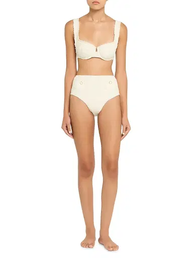 Simkhai Women's Diana High-Waist Bikini Bottom - White - Size Small | Thumbnail 2 Simkhai Women's Diana High-Waist Bikini Bottom - White - Size Small | Thumbnail 2
