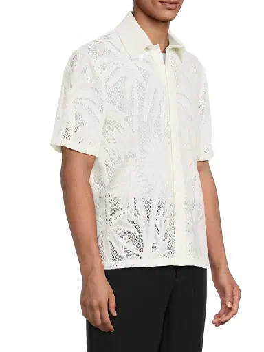 Simkhai Men's Conrad Lace Shirt - Ivory - Size XXL | Thumbnail 4
