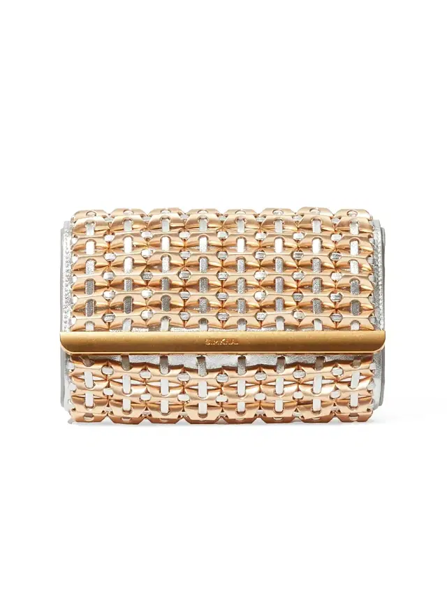 Women's Rola Beaded Metallic Leather Convertible Clutch - Silver