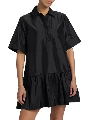 Simkhai Women's Cris Ruffle-Hem Minidress - Black - Size XS | Thumbnail 3 Simkhai Women's Cris Ruffle-Hem Minidress - Black - Size XS | Thumbnail 3
