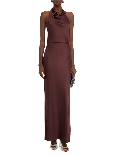 Simkhai Women's Reannon Draped Satin Gown | Thumbnail 3