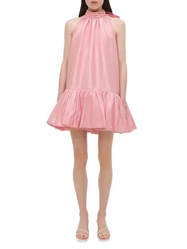 SIMKHAI Women's Hope Taffeta Bow Tie Minidress - Dusty Rose | Thumbnail 2
