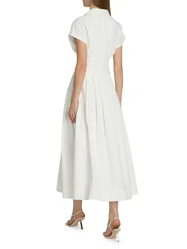SIMKHAI Women's Farlow Cotton-Blend Midi-Dress - White | Thumbnail 5