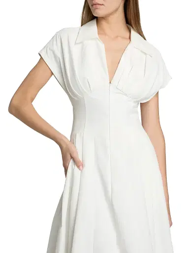 SIMKHAI Women's Farlow Cotton-Blend Midi-Dress - White | Thumbnail 6
