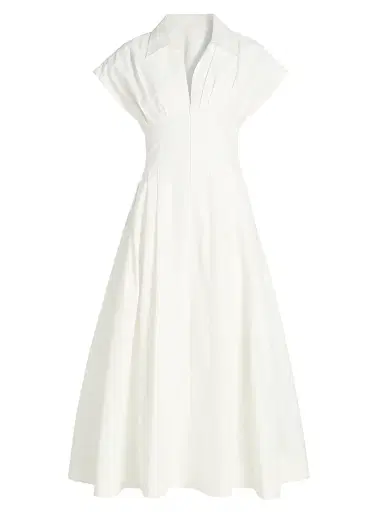 SIMKHAI Women's Farlow Cotton-Blend Midi-Dress - White | Thumbnail 1