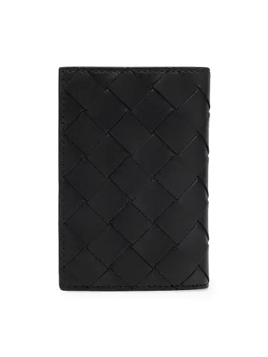 Bottega Veneta Men's Intreciatto Leather Flap Card Case - Black | Thumbnail 4 Bottega Veneta Men's Intreciatto Leather Flap Card Case - Black | Thumbnail 4