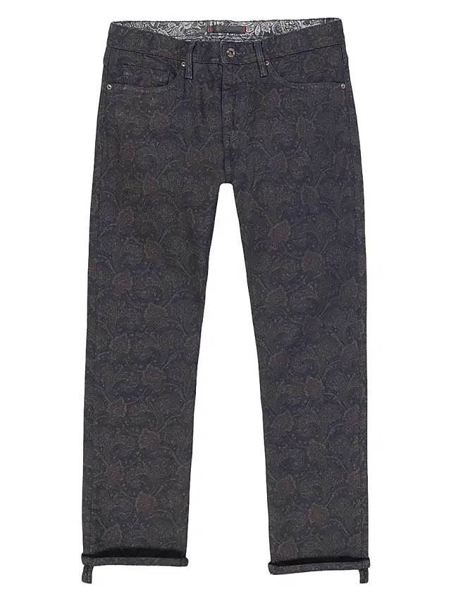 Men's Jaren Paisley Straight-Leg Jeans - Black