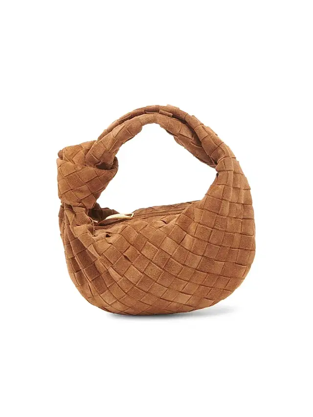 Women's Mini Jodie Intrecciato Suede Top Handle Bag - Amber Gold