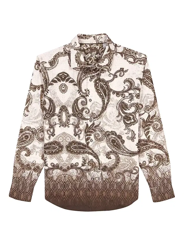 Men's Wallington Ombré Paisley Cotton Shirt - Khaki