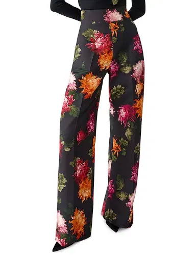 Carolina Herrera Women's Diane Floral Faille Wide-Leg Pants | Thumbnail 3 Carolina Herrera Women's Diane Floral Faille Wide-Leg Pants | Thumbnail 3