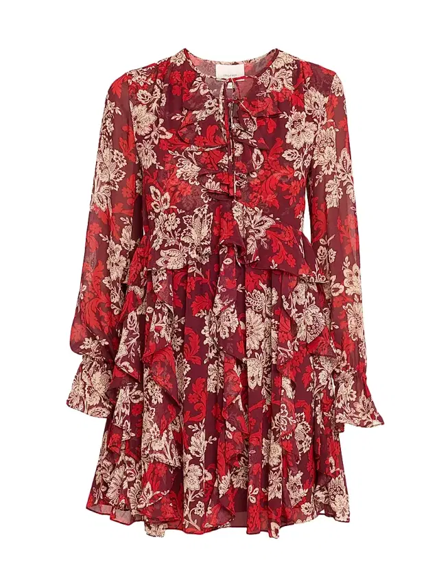 Cinq à Sept Women's Gilded Paisley Ruffle Minidress - Mulberry