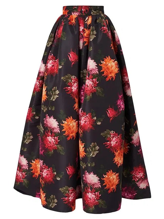 Carolina Herrera Women's Floral Faille Ball Skirt - Black Multi