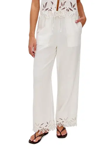 RAILS Women's Emmie Lace Drawstring Pants - White Palm Embroidery - Size Medium | Thumbnail 3