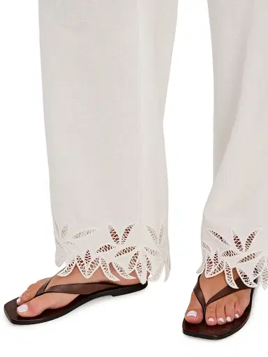 RAILS Women's Emmie Lace Drawstring Pants - White Palm Embroidery - Size Medium | Thumbnail 6