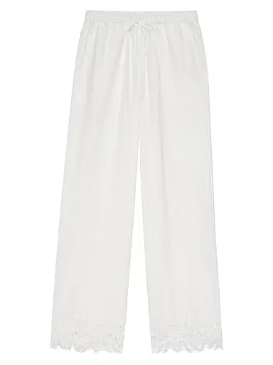 RAILS Women's Emmie Lace Drawstring Pants - White Palm Embroidery - Size Medium | Thumbnail 1