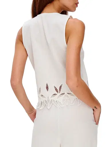 RAILS Women's Oregon Lace Tie-Front Top - White Palm Embroidery - Size Medium | Thumbnail 4