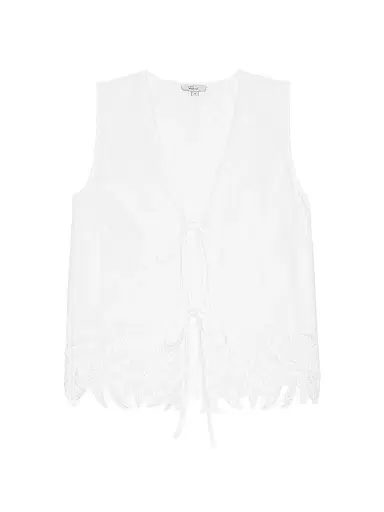 RAILS Women's Oregon Lace Tie-Front Top - White Palm Embroidery - Size Medium | Thumbnail 1