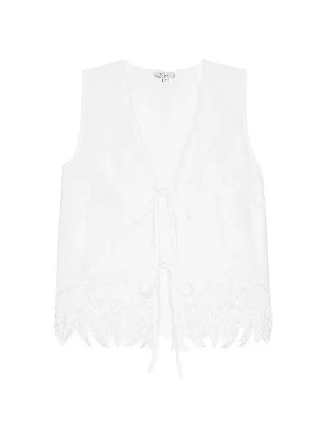 Rails Women's Oregon Lace Tie-Front Top - White Palm Embroidery