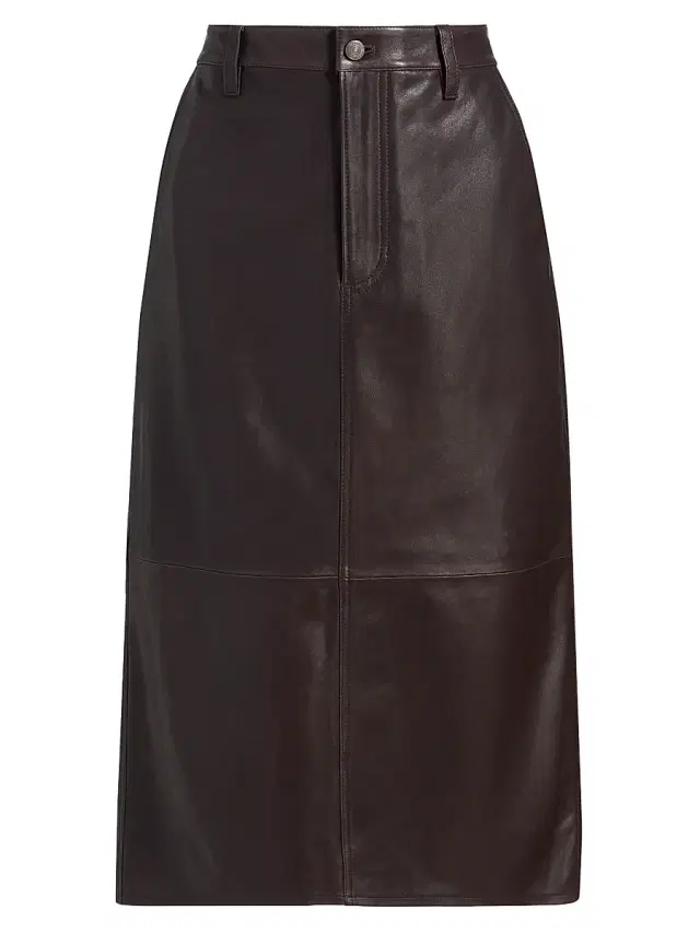 FRAME Women's The Leather Trouser Skirt - Carob