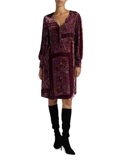 Johnny Was Women's Kinney Burnout Velvet Dress - Domitila | Thumbnail 3
