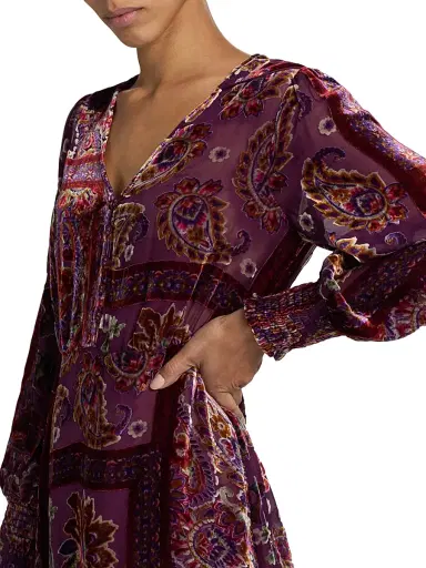 Johnny Was Women's Kinney Burnout Velvet Dress - Domitila | Thumbnail 6