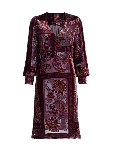 Johnny Was Women's Kinney Burnout Velvet Dress - Domitila | Thumbnail 1