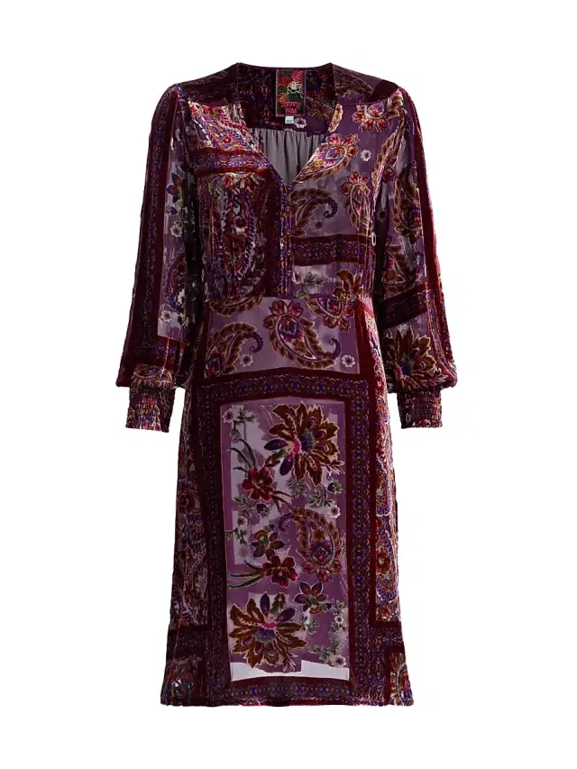 Johnny Was Women's Kinney Burnout Velvet Dress - Domitila