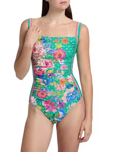 Johnny Was Women's Marilyn Sweetspire Print Ruched One-Piece Swimsuit - Sweetspire - Size Small | Thumbnail 3 Johnny Was Women's Marilyn Sweetspire Print Ruched One-Piece Swimsuit - Sweetspire - Size Small | Thumbnail 3